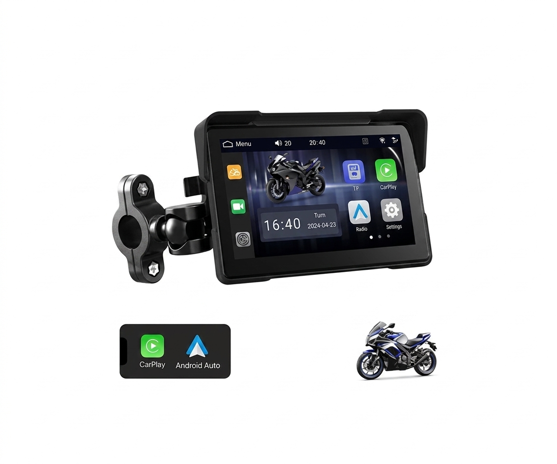Pantalla Táctil Moto 5 Pulgadas CarPlay & Android Auto Inalámbrico - UNIVERSO LED