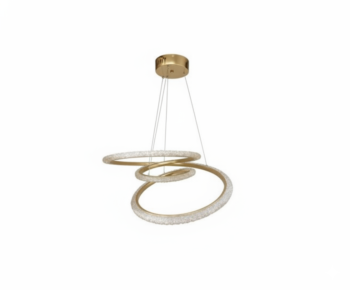 Lámpara Colgante LED - Espiral de Cristal Dorado 3 Tonos de Luz - UNIVERSO LED