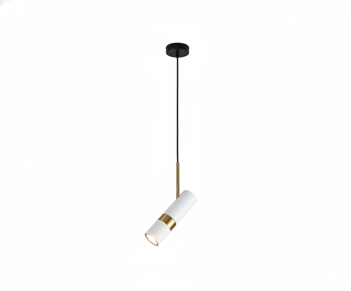 Lámpara Colgante Cilindro - Foco Dirigible Minimalista Blanco/Oro - UNIVERSO LED