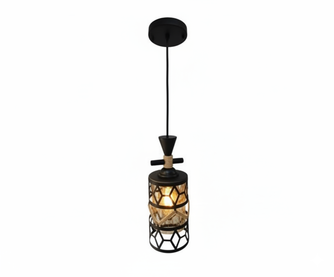 Lámpara Colgante Forja Campestre Estilo Industrial Rústico con Cuerda - UNIVERSO LED