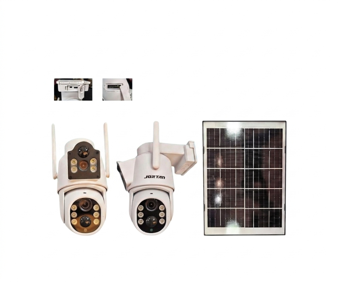 Cámara Solar de Seguridad Doble Lente 4MP JORTAN (App iCSee - Batería 7800mAh)