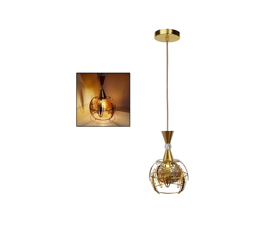 Lámpara Colgante Orbe Cuello Estructural Gold - UNIVERSO LED