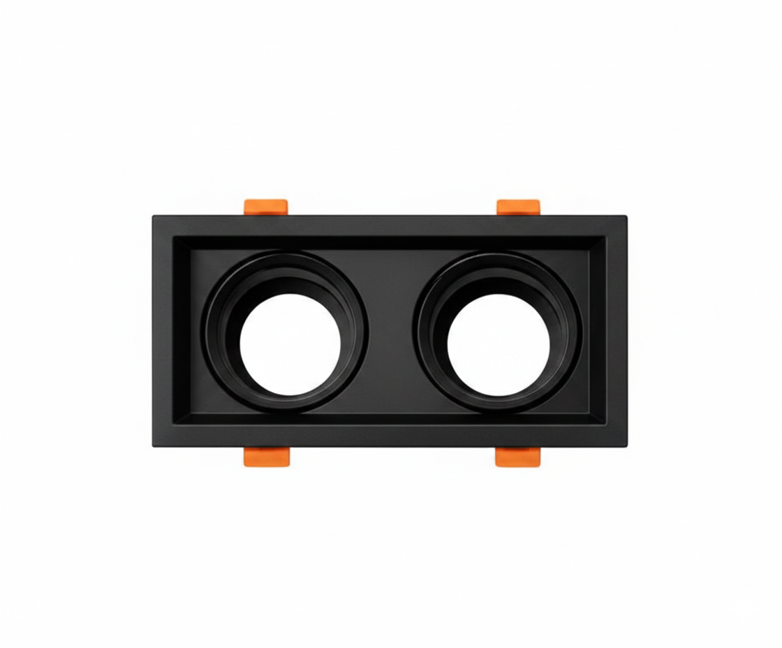 Marco Empotrable Ojo de Buey Doble - Negro Mate para GU10/MR16 - UNIVERSO LED