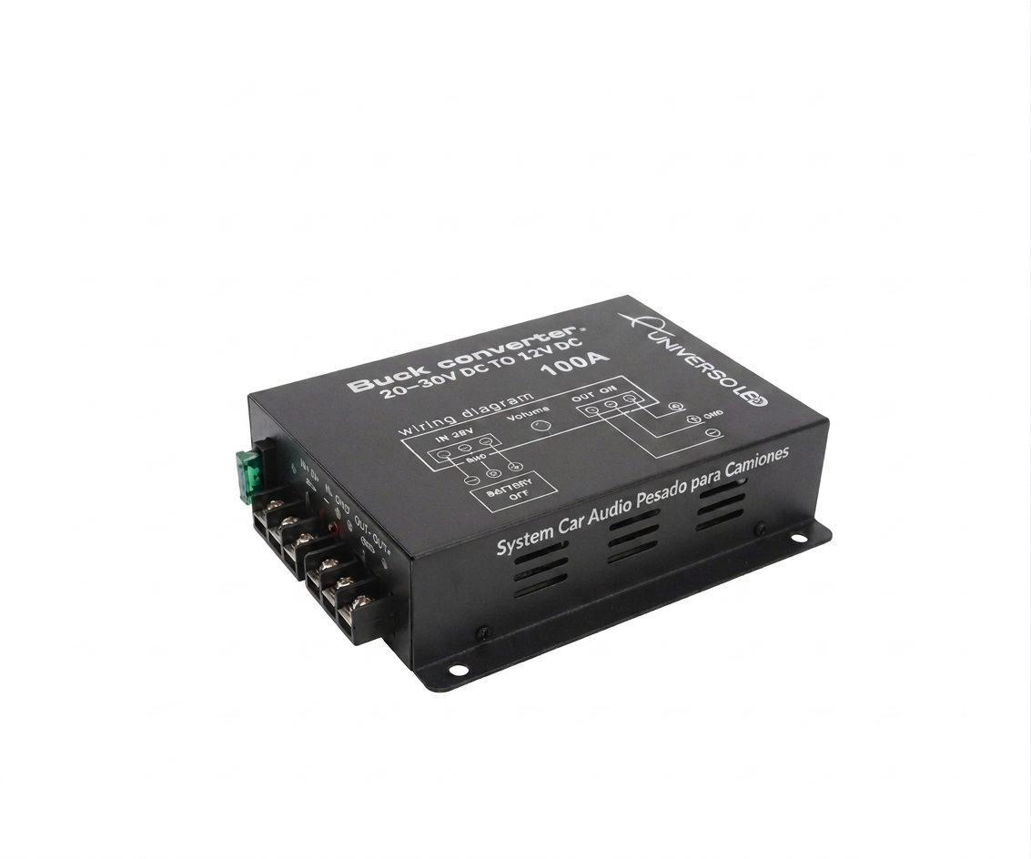 Convertidor Reductor 24V a 12V "MAX POWER" (100 Amperios) Sistema Car Audio Pesado para Camiones - UNIVERSO LED