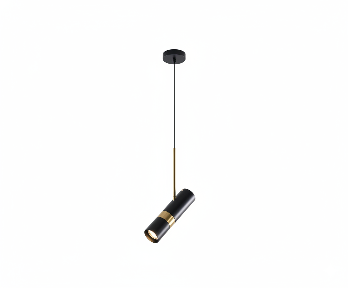 Lámpara Colgante Cilindro - Foco Dirigible Negro y Oro Minimalista - UNIVERSO LED