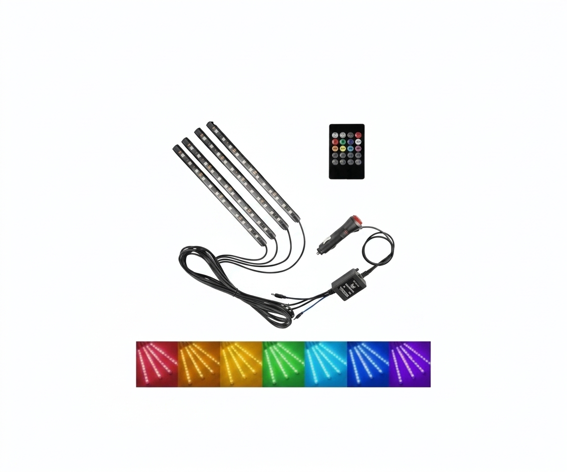 Kit de Tiras Luces LED RGB para Interior de Auto (Audiorítmico con Control) - UNIVERSO LED