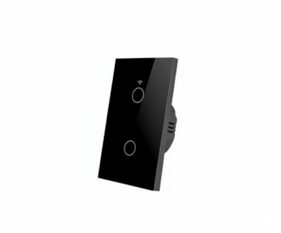 Interruptor Smart WiFi Doble Táctil Panel de Vidrio Negro