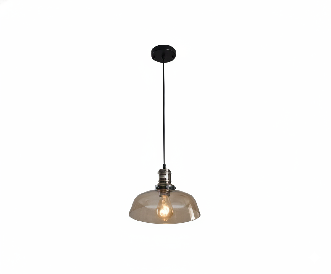 Lámpara Colgante Campana - Cristal Ámbar Estilo Retro Loft - UNIVERSO LED