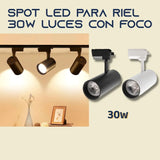 Spot LED 30w para riel con foco track light lampara de pista techo reflector