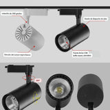 Spot LED 30w para riel con foco track light lampara de pista techo reflector