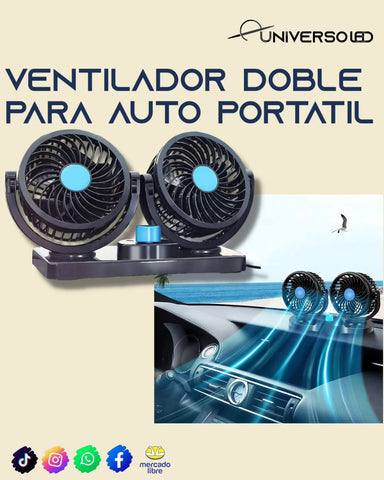 Ventilador Doble 360 giratorio para auto portatil