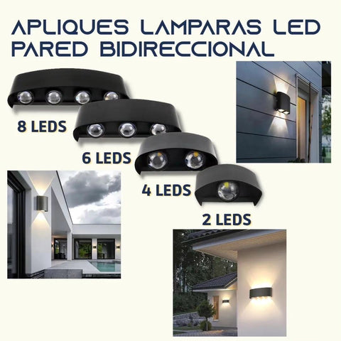 Aplique Lampara LED de pared BIDIRECCIONAL exterior LUZ CALIDA