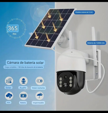 Camara Con Panel Solar Domo Ptz 1080 360° Wifi 2.4ghz