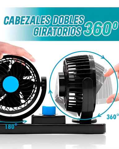 Ventilador Doble 360 giratorio para auto portatil