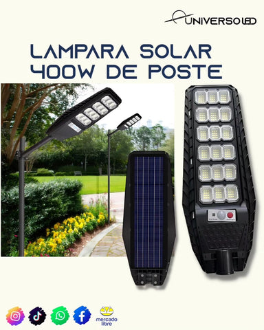 Lampara solar 400w Poste alumbrado publico