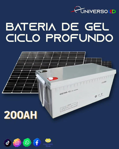Bateria de Gel 12v Ciclo Profundo 200Ah para kit solar o almacenamiento de energía