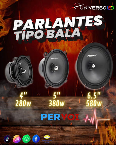 Parlante tipo Bala 4 5 6.5 pulgadas 280/380/580w PerVoi Medio Altavoces para auto