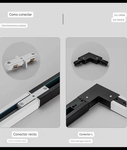 RIEL para Spot LED Uniones Recto y en L iluminacion puntual