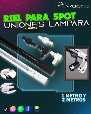 RIEL para Spot LED Uniones Recto y en L iluminacion puntual