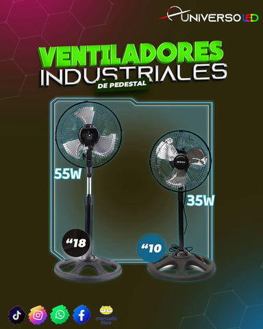 Ventilador Industrial de pedestal 10" 35w 18" 55w