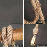 Lámpara Colgante Soga de Bambú con 3 Boquillas