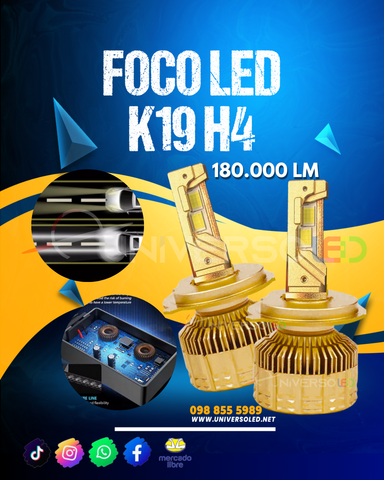 Foco para auto H4 K19 Delantero LED 180000LM 1800W