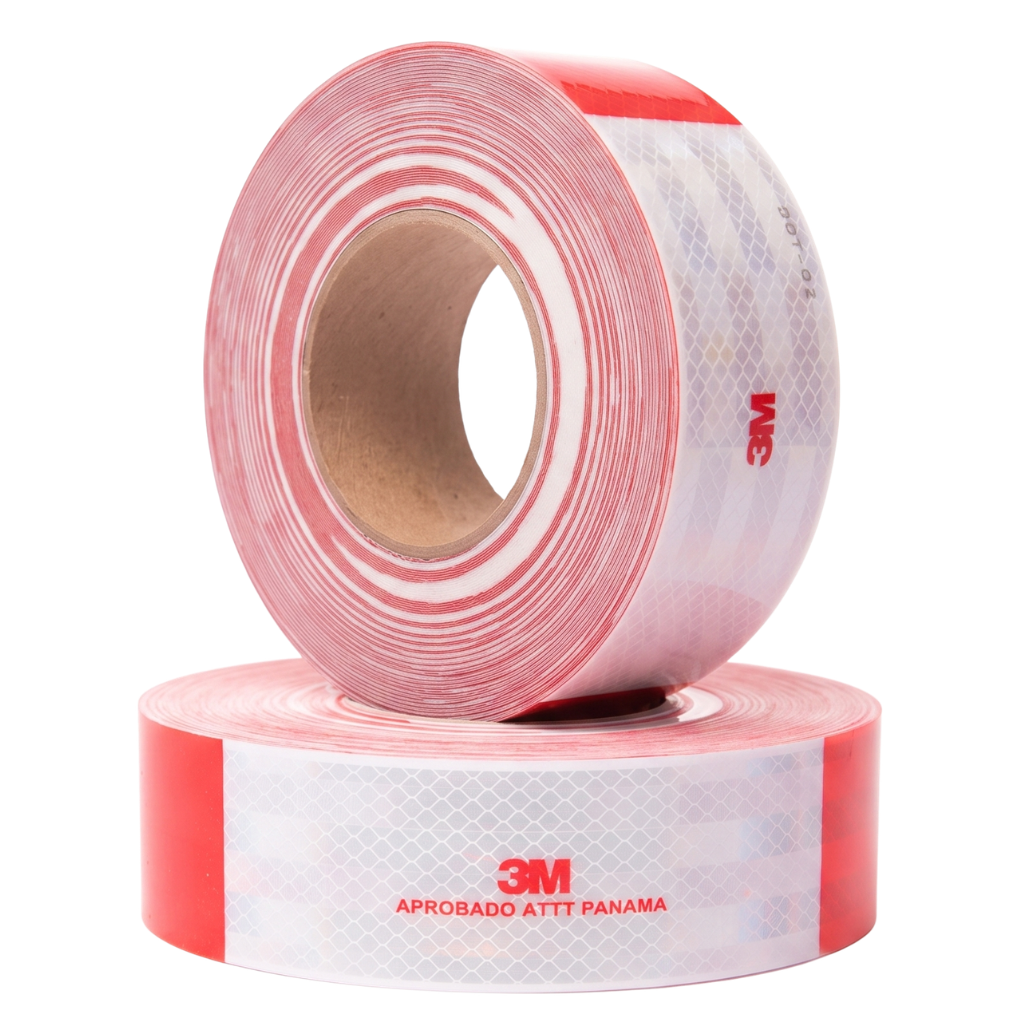 3M Cinta Reflectiva de Alta Visibilidad Grado Diamante Serie 983 con Certificación DOT-C2, Rollo de 5 cm x 45 m Color Rojo y Blanco para Camiones - UNIVERSO LED