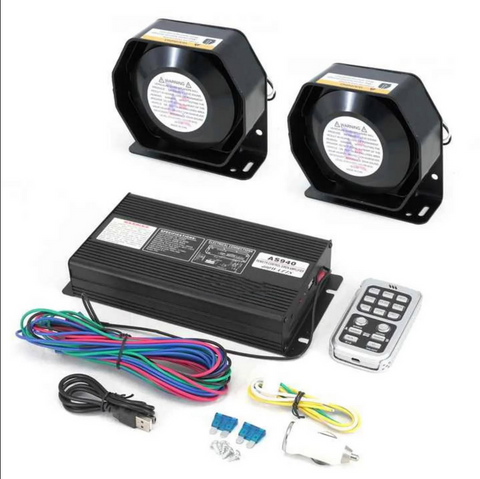 Sirena Megáfono Policial de 600W con Control Remoto Inalámbrico