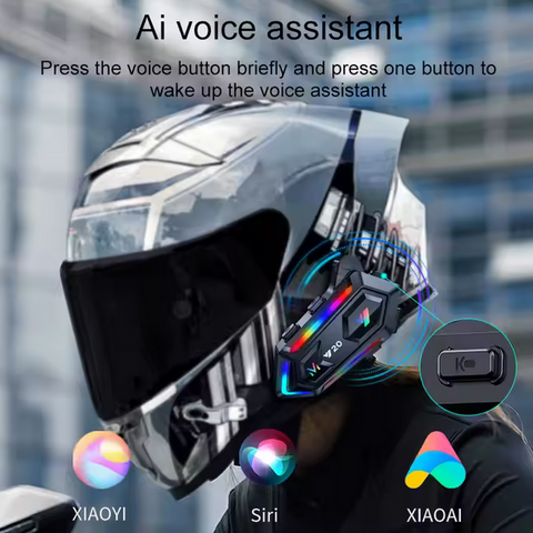 Audífonos para casco de moto Bluetooth RGB