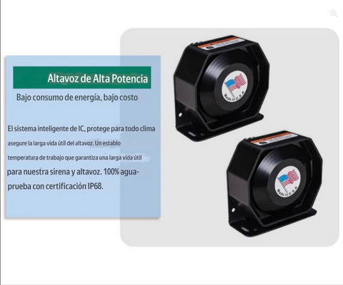Sirena Megáfono Policial de 600W con Control Remoto Inalámbrico