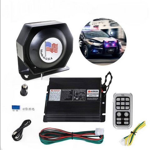Sirena Megáfono Policial de 600W con Control Remoto Inalámbrico