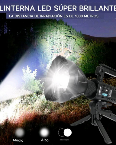 Linterna con tripode powerbank