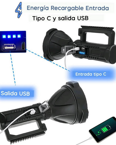 Linterna con tripode powerbank