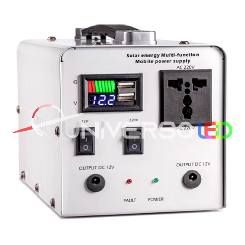 Mini Generador Kit Solar Panel Inversor 12000mha focos