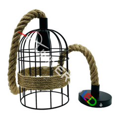 Lampara Colgante vintage cáñamo decorativa cuerda tipo Soga Candil colgante tipo soga con jaula
