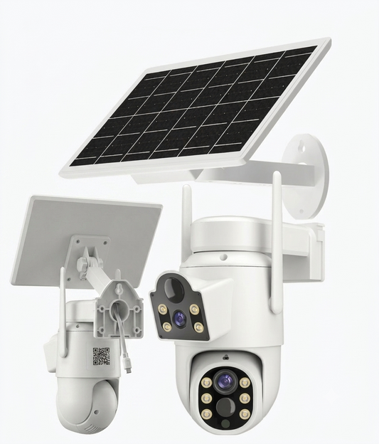 Cámara de seguridad solar con doble lente 4MP para exteriores