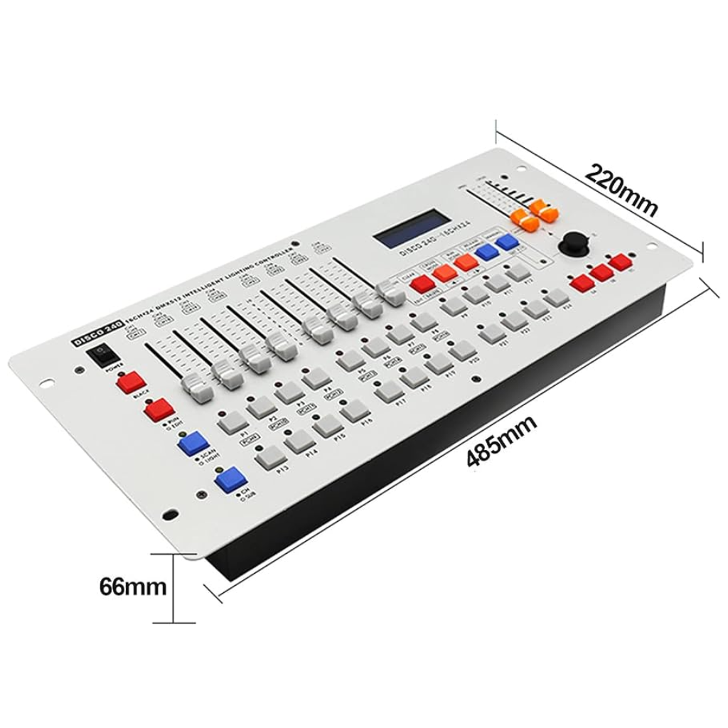 Consola Controlador DMX 240 Canales Modelo Disco 240 para Luces Robóticas, Cabezas Móviles y Equipos de Iluminación Escénica DMX512 - UNIVERSO LED