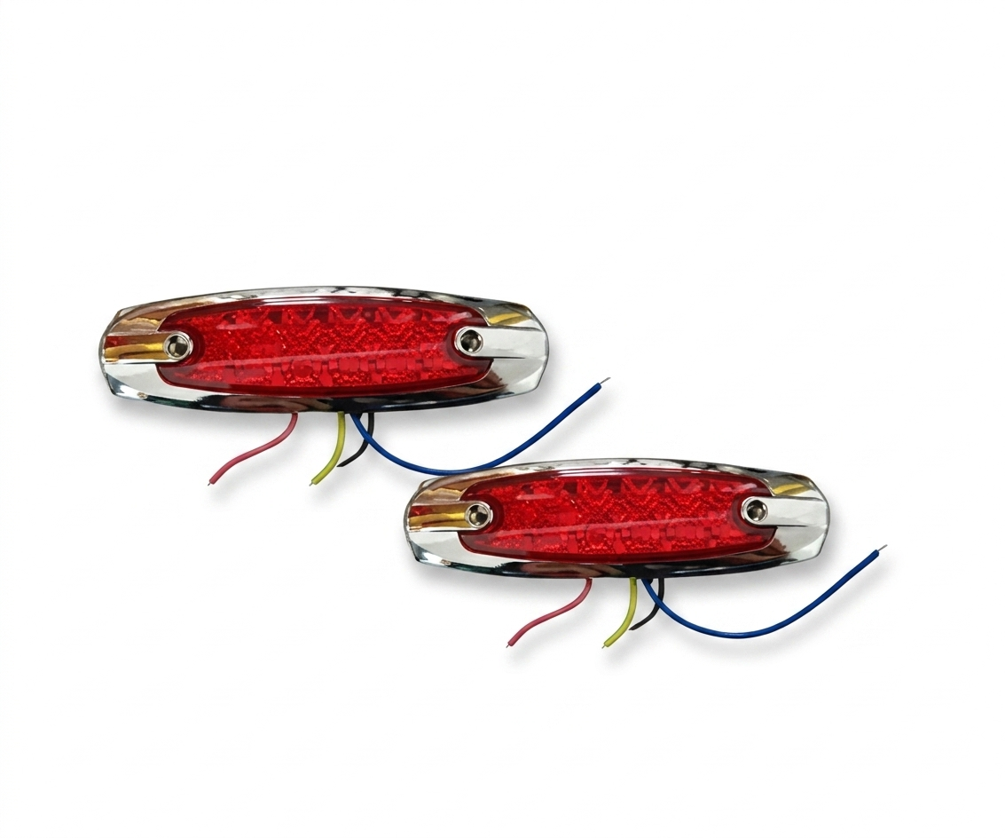 Par Luces LED de Guía Laterales Ovaladas 12V-24V (Fija y Estrobo) - Rojo [PRECIO POR PAR] - UNIVERSO LED