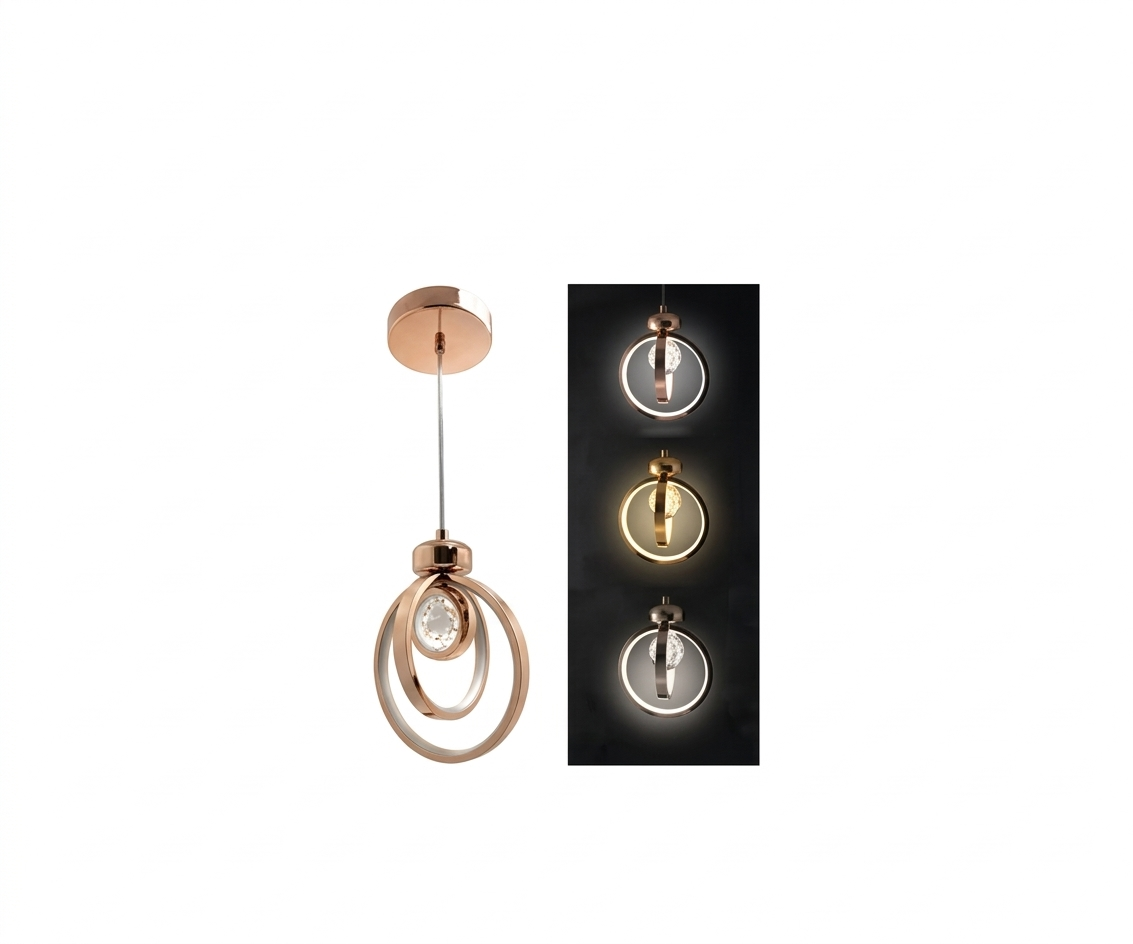 Lámpara Colgante Aros Cósmicos LED Tricolor y Cristal de Lujo - UNIVERSO LED