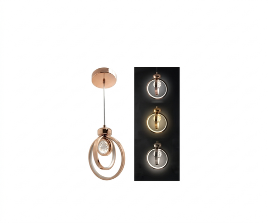 Lámpara Colgante Aros Cósmicos LED Tricolor y Cristal de Lujo - UNIVERSO LED