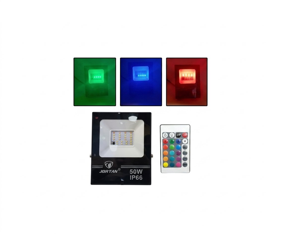 Reflector LED RGB 30W JORTAN Exterior IP66 con Control Remoto - UNIVERSO LED