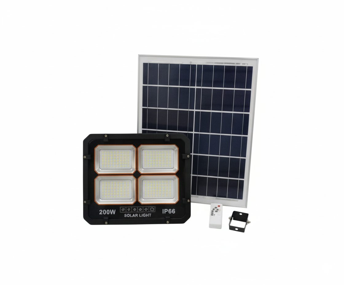 Reflector LED Solar 200W Panel IP66 Seguridad