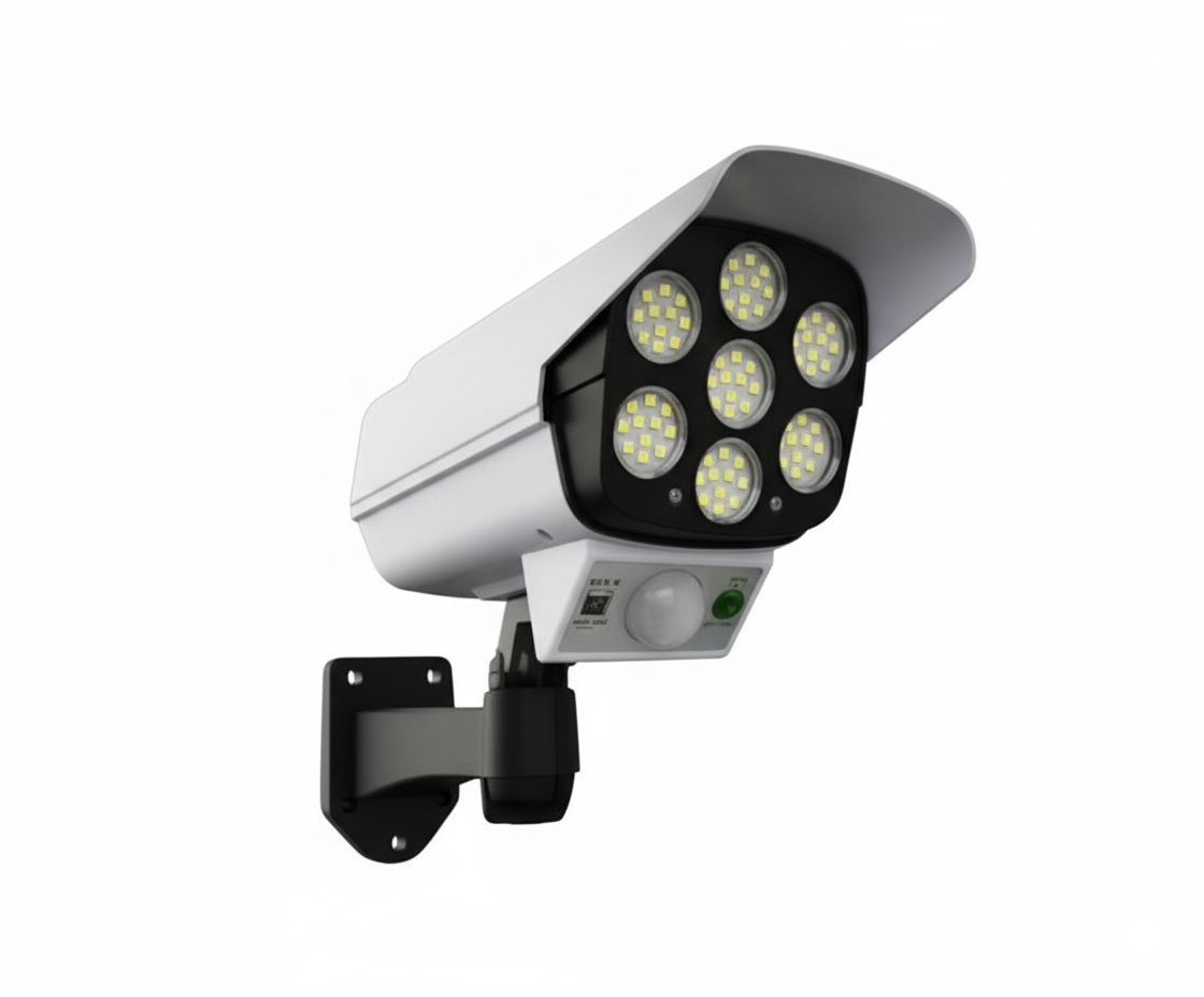 Cámara Falsa Exterior Solar Disuasivo LED con Sensor PIR y Cero Cables