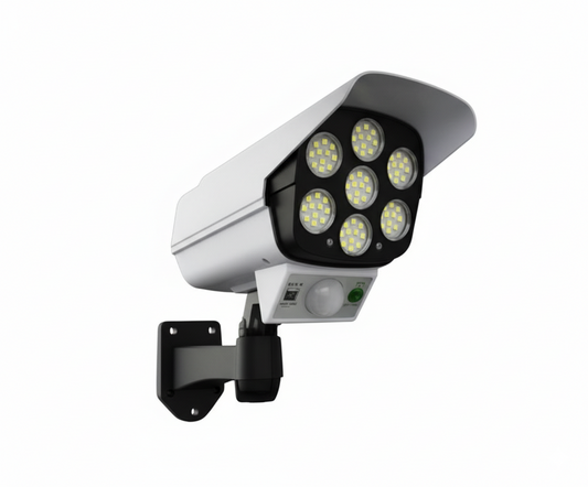 Cámara Falsa Exterior Solar Disuasivo LED con Sensor PIR y Cero Cables