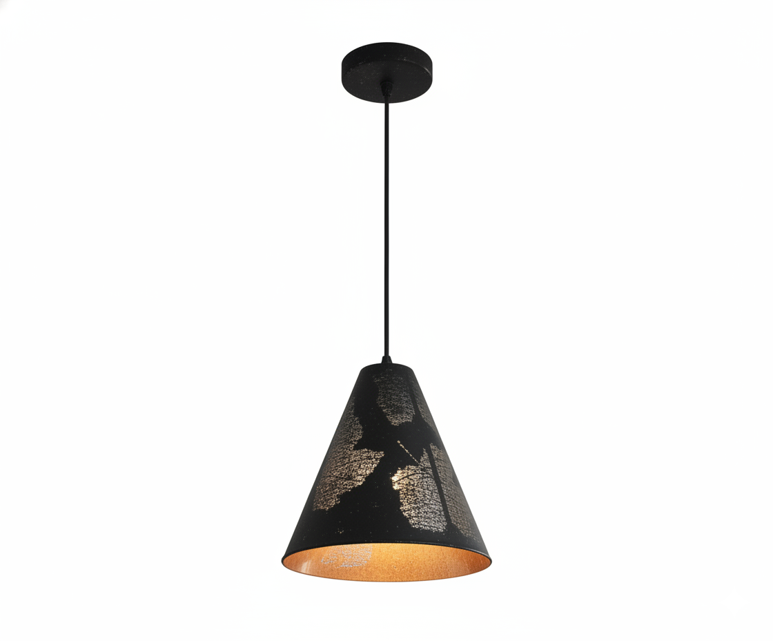 Lámpara Colgante Mística Diseño de Follaje Calado y Acabado Negro Mate - UNIVERSO LED