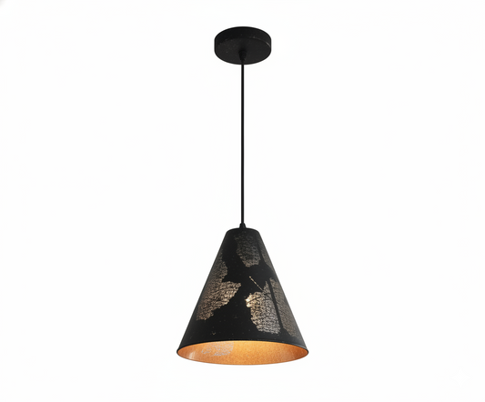 Lámpara Colgante Mística Diseño de Follaje Calado y Acabado Negro Mate - UNIVERSO LED