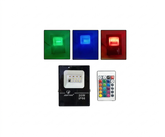 Reflector LED RGB JORTAN 10W Exterior IP66 Control Remoto - UNIVERSO LED