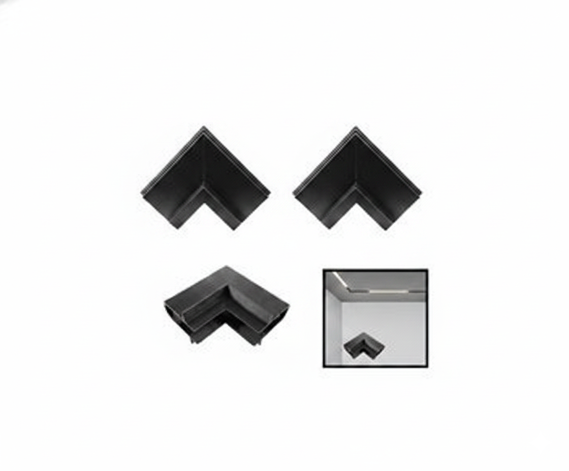 Unión Angular Externa Riel Magnético Conector 90° Negro Mate - UNIVERSO LED