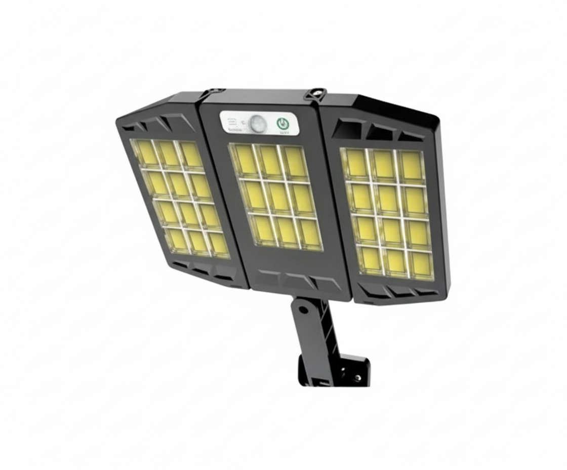 Lámpara Reflector Solar LED COB 3 Focos Seguridad Exterior 270° IP65