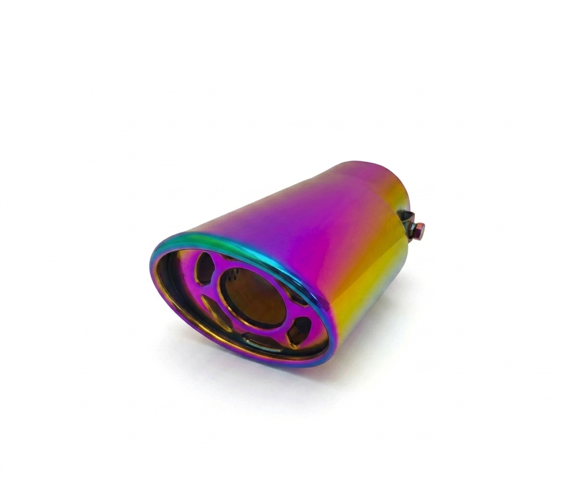 Terminal de Escape Ovalado Tornasol Deportivo (Placa Interna Perforada) - Tubo Recto - UNIVERSO LED